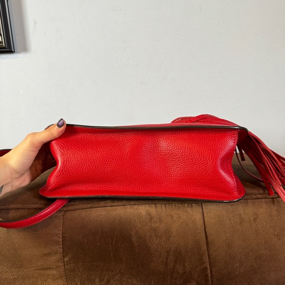 Gucci Women's Bamboo Daily Red Leather Flap Shoulder Bag - Picture 16 of 16